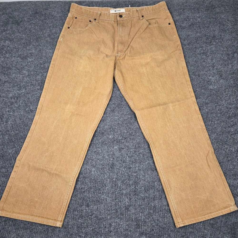 PJ Mark Mens Straight Leg Pants Tan Brown Workwear Cotton‎ Blend W42 L32